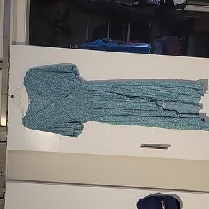 Flowy long maxi dress - teal color